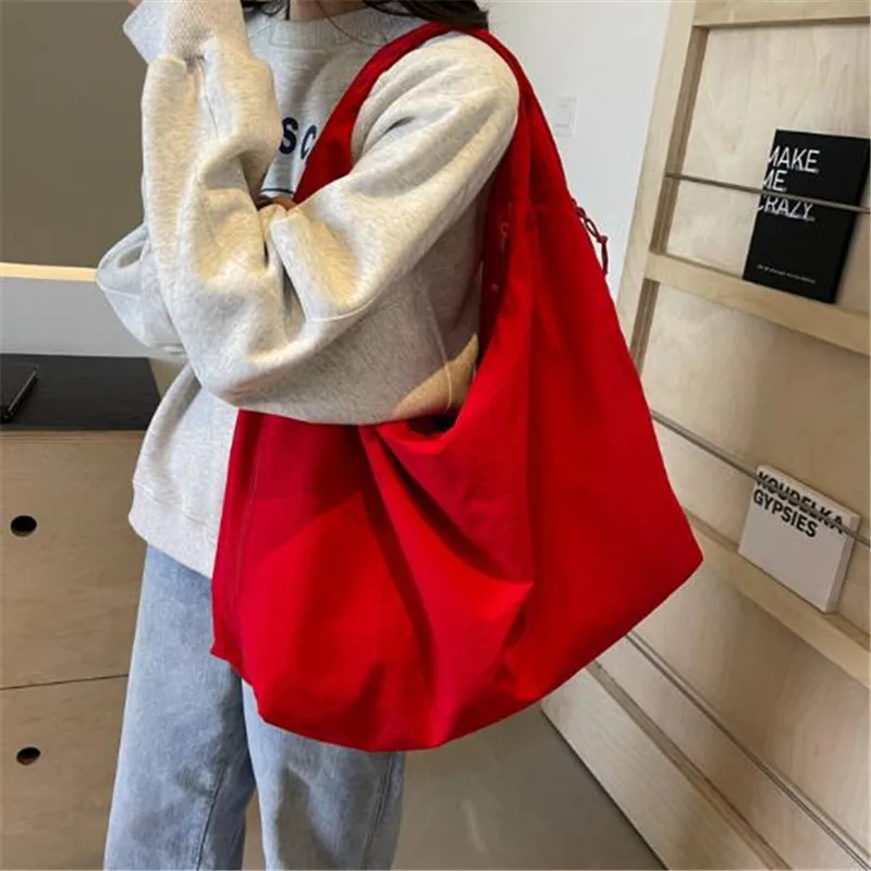 Casual Nylon Tote Bags for Women Handbag Shoulder Underarm Bag with Zipper Durable Easy Clean for Commuting, Work, Travel, Works