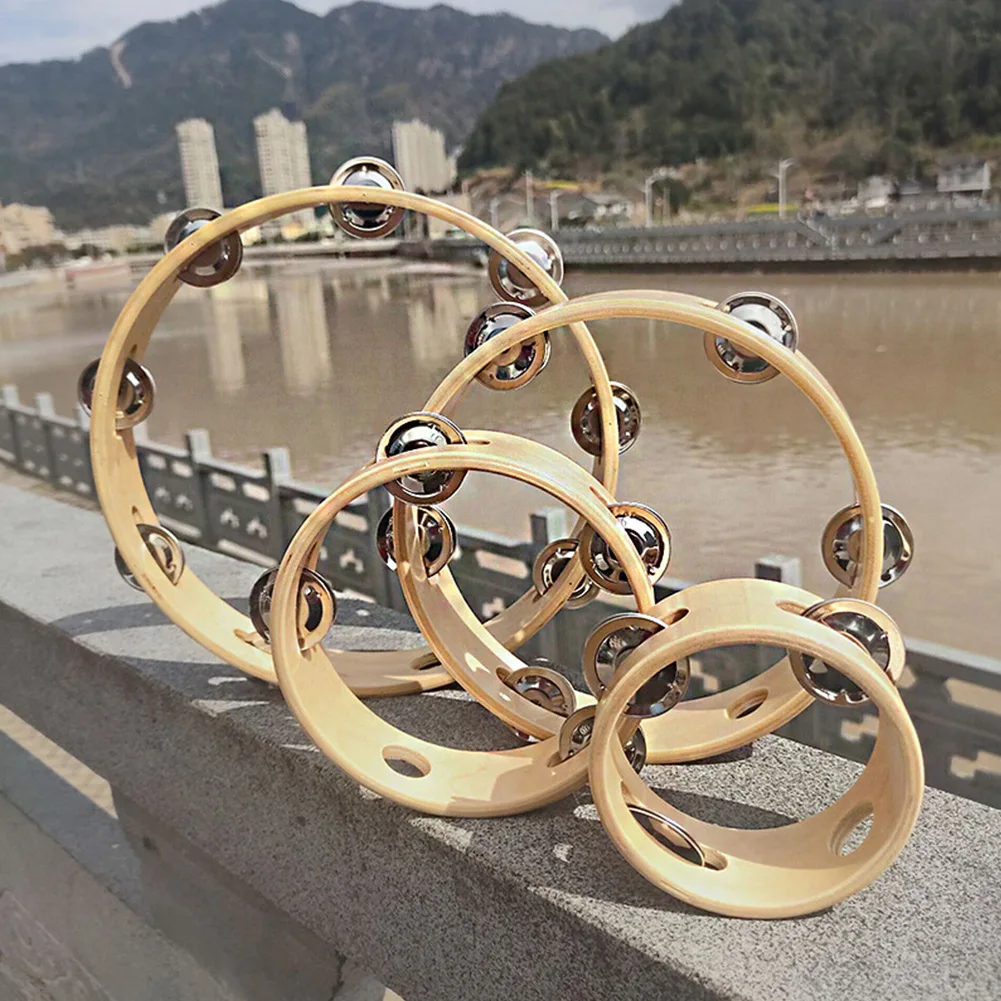 Pandereta sin cabeza de madera de mano, tambores de mano de percusión, juguetes de 4 pulgadas, 6 pulgadas, 8 pulgadas, 10 pulgadas, accesorios para instrumentos musicales, 1 ud.