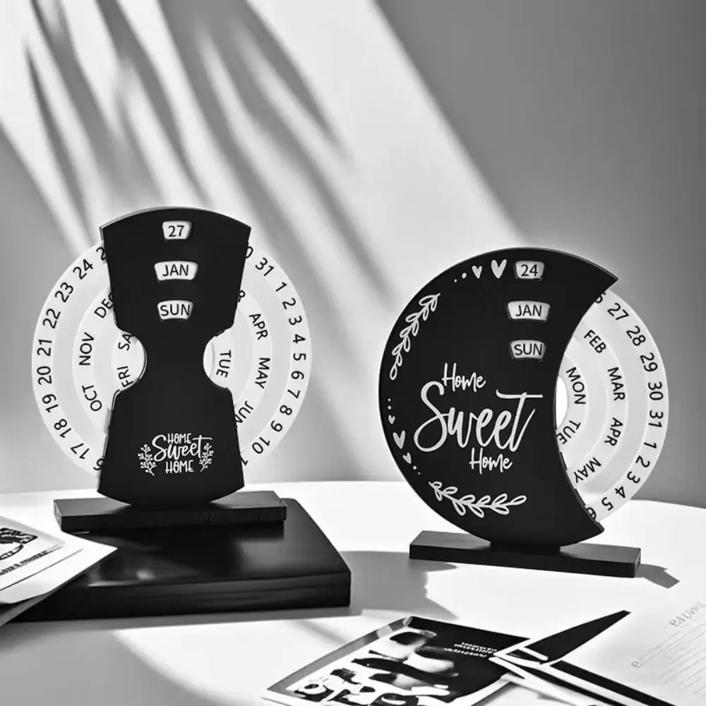 Creative Manual Rotating Desk Calendar Adjustable Month Date Display Perpetual Calendar DIY Time Perpetual Multi-purpose