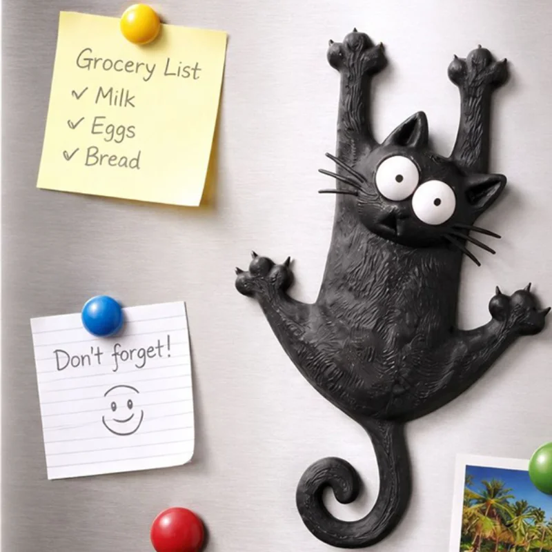 Cute Creative Magnetic Cat Fridge Magnet Decor Hang In There Cartoon Cat Refrigerator Ornament Home Kitchen Decoration Gift
