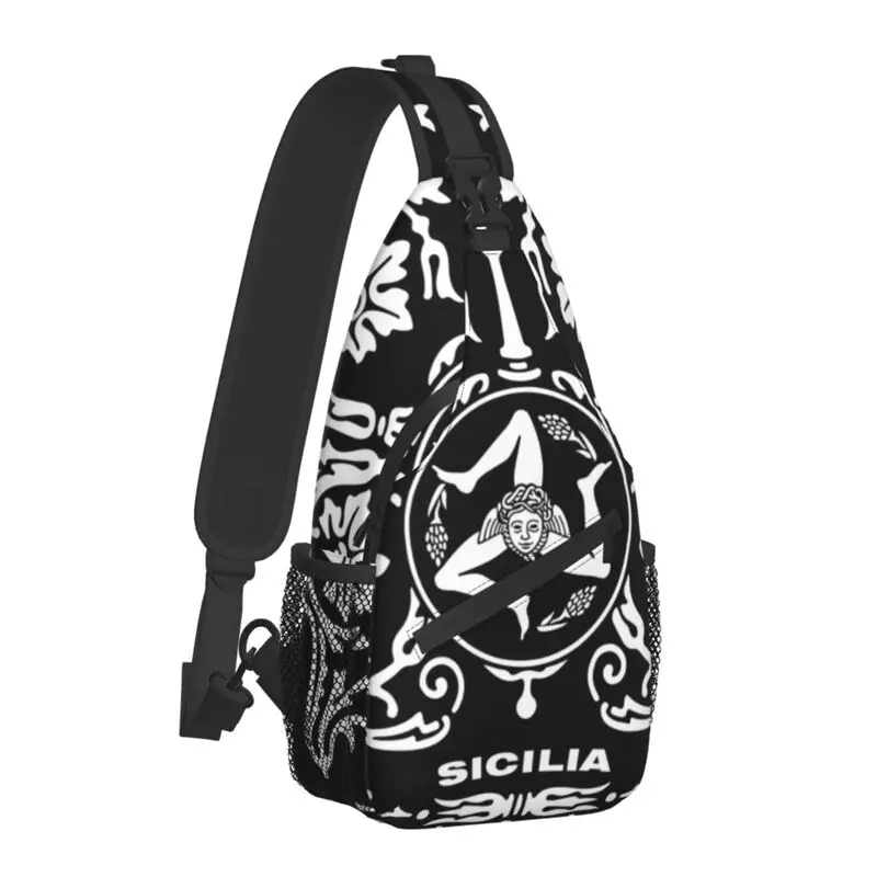 Sicilia Sicily Love Trinacria Logo Sling Chest Bag Italy Pride Shoulder Crossbody Backpack for Men Travel Hiking Daypack