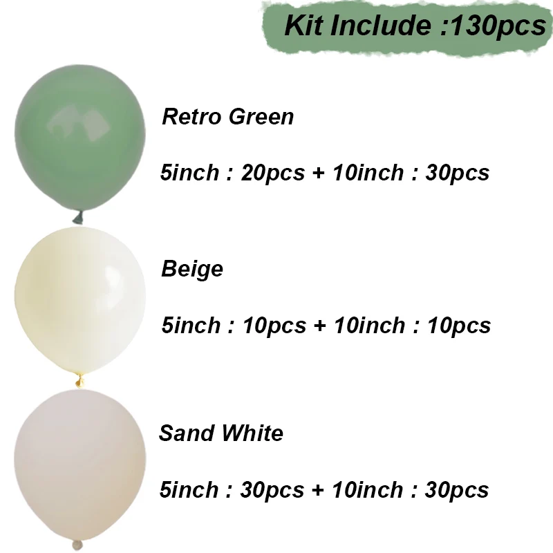 Beige Green Balloon Garland Arch Kit Wedding Engaged Balloons Set Birthday Decoration Baby Shower Party Baptism Christening