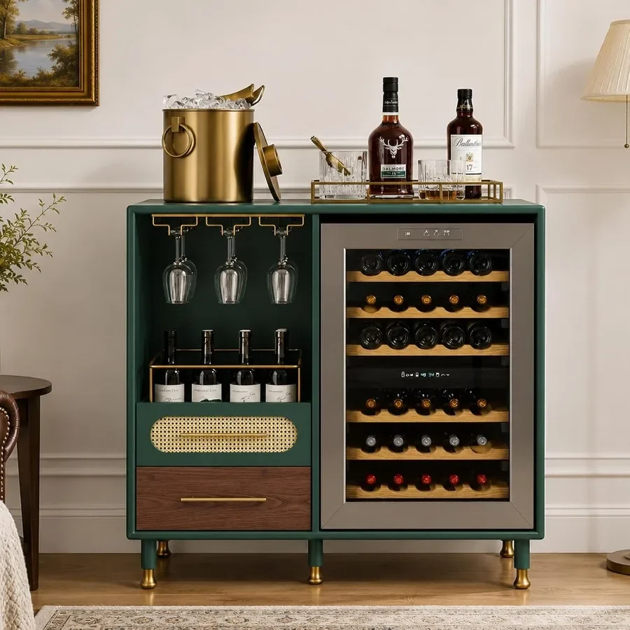 Bar Cabinet with Mini Fridge Space, Coffee Bar Cabinet