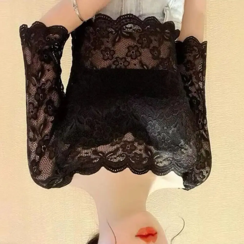 

2025 женские летние укороченные топы с воротником с одним словом, блузка с короткими рукавами, прозрачный кружевной пуловер с вышивкой, топы, повседневные кружевные топы