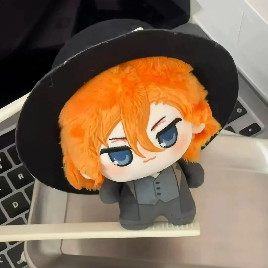 Bungo Stray Dogs Dazai & Chuya Plush Toy Chibi Trench Coat Suit Design 10cm Soft Stuffed Pendant for Bag Decor Fans Gift