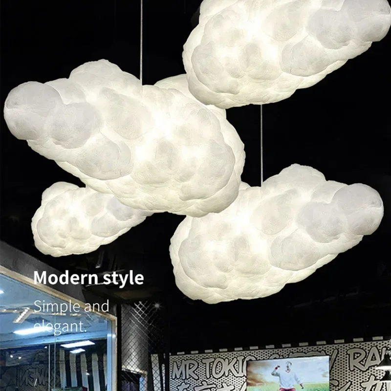 Nordic Pendant Lamp Floating Cloud Hanging Chandelier for Living Dining Child's Room Restaurant Kitchen Island Lighting Fixture