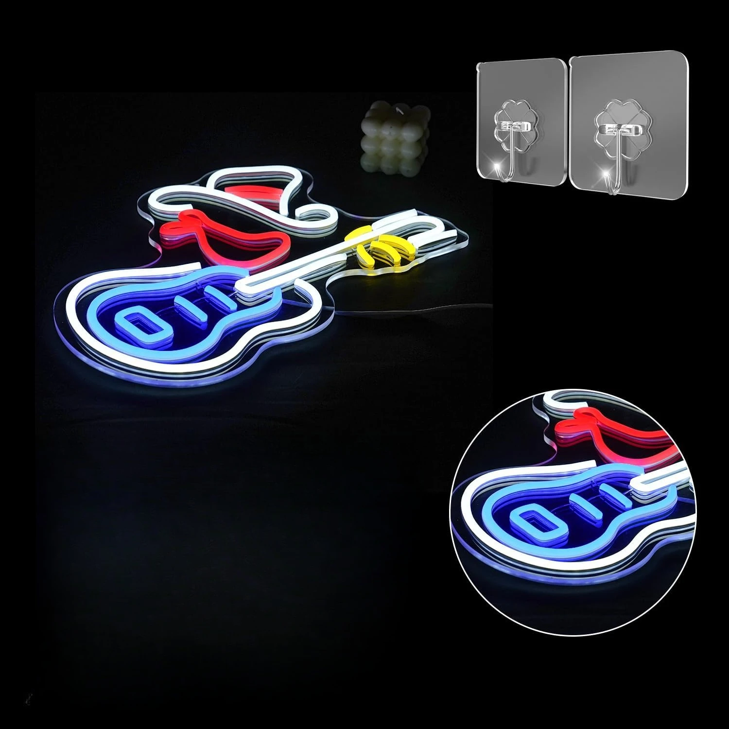 كاوبوي الغيتار LED النيون موضوع البلد ديكور USB ضوء النيون بار الصالون الغربي الموسيقى الشعبية مكان عكس الضوء فناء ديكور الحفلات #4