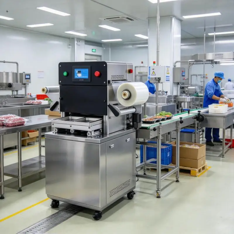 Industrial MAP Packaging Machine Automatic Gas Flushing Food Tray Sealing Equipment for Fresh Products