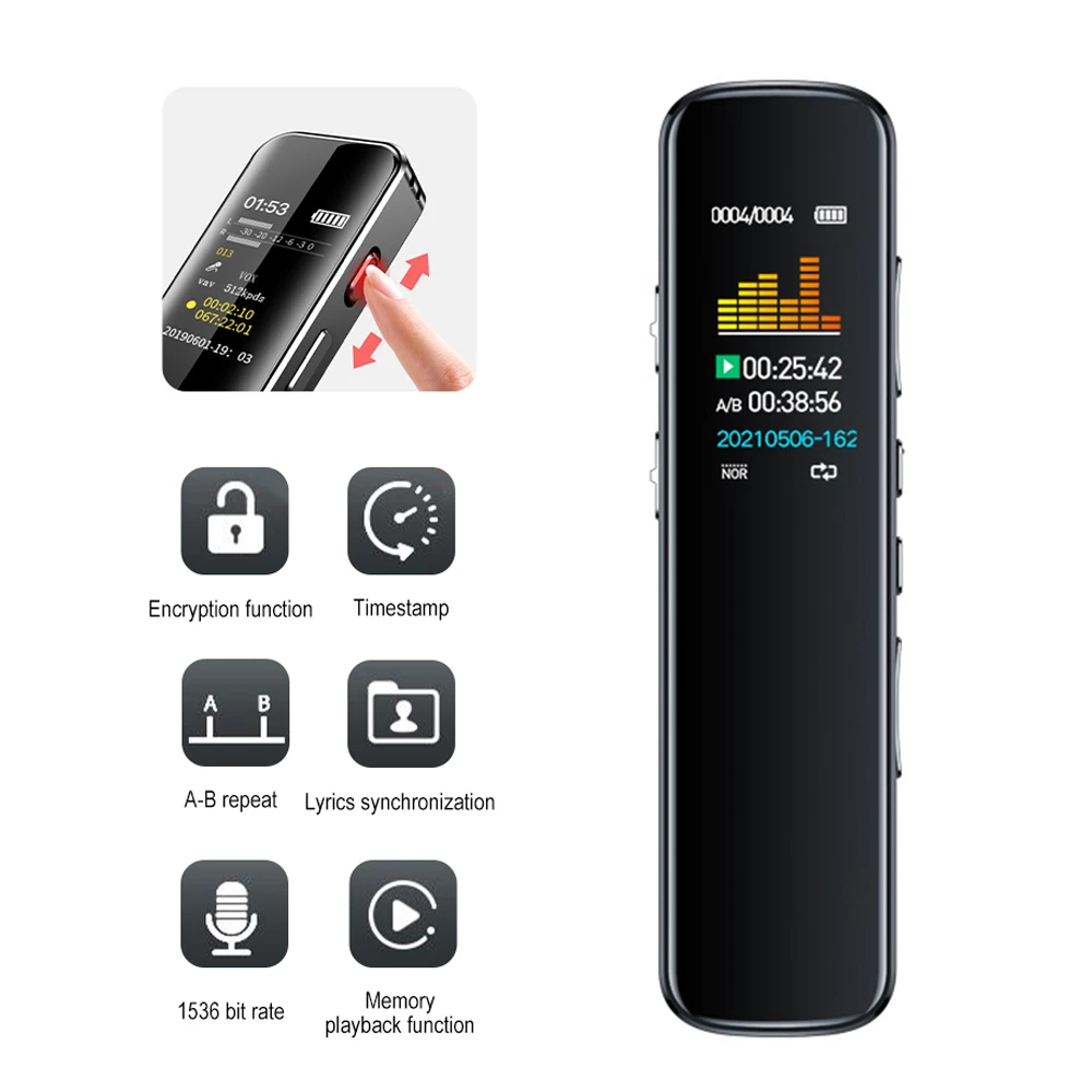 Mini Portable Voice Activated Recorder MP3 Player Telephone Audio Recording With Mic Digital Voice Recorder Dictaphone 1536KBPS