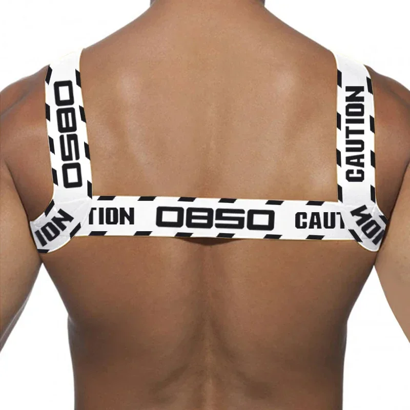 0850 alça de ombro para homens sexy colete arnês com tiras festa gay corpo peito halter club wear tanques elástico bondage