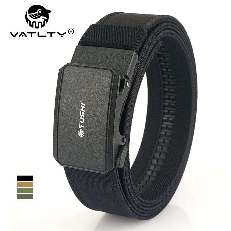 VATLTY Men's Casual Tactical Belt Metal Automatic Buckle Sturdy Nylon Stiff Military Gun Belt Multifunctional Work Belt for Male