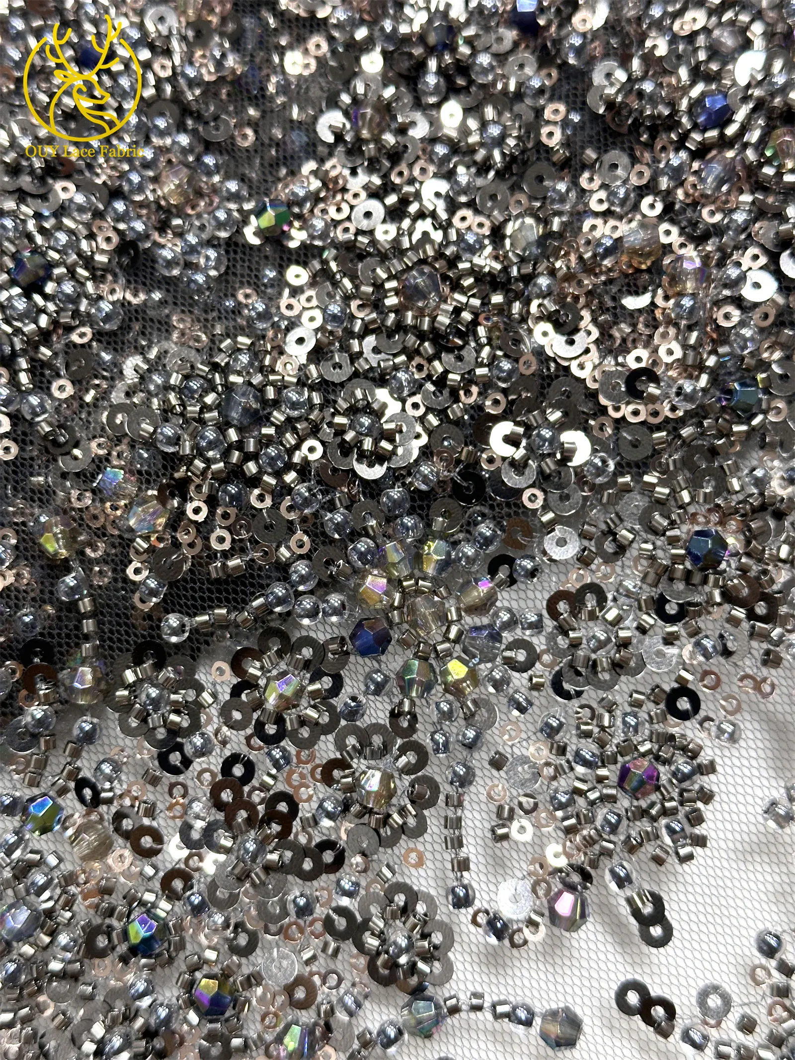 Schwarzer Luxuriöser Afrikanischer Handgefertigter Schwer Perlenverzierter Pailletten-Spitzenstoff 5 Yards Luxuriöser Französischer Tüll-Spitzenstoff für Partykleider – Detail 24