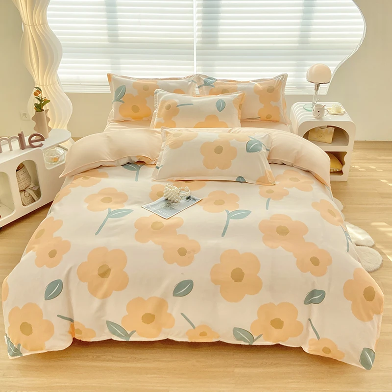 

1PC Duvet Cover - Warm Tone Floral Pattern Soft Skin-Friendly Bedding Cover for Bedroom Dorm (Sizes: 150x200/200x230cm)