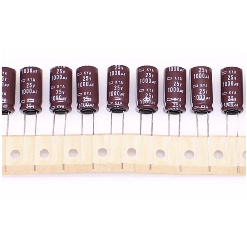 10Pcs/100Pcs Nippon KYA Series 25V1000uF 10X20mm High-frequency, low-impedance, long-life electrolytic capacitors