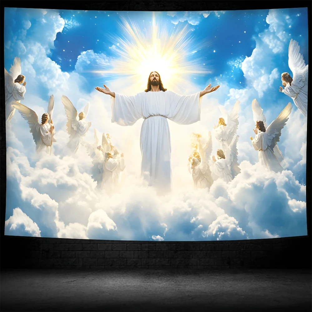 1PC Christian Jesus Tapestry | Vibrant Sky Pattern | Machine Washable | Indoor/Outdoor Party & Living Room