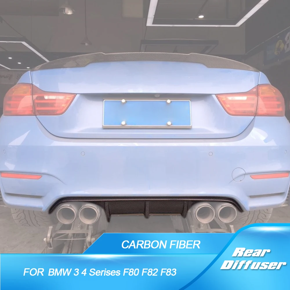 For M3 M4 Real Carbon Fiber Rear Bumper Lip Spoiler Diffuser for BMW 3 4 Serises F80 F82 F83 2014-2019 Rear Diffuser