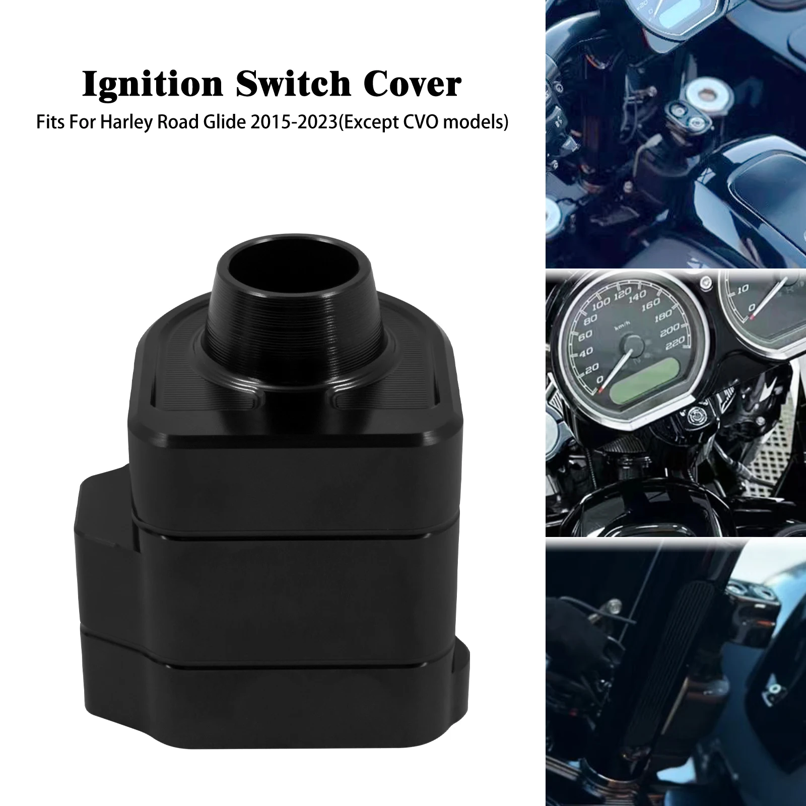 Motorcycle Ignition Switch Cover Trim Black For Harley Touring Road Glide Special Ultra Limited FLTR FLTRXS FLTRX FLTRU 15-2023