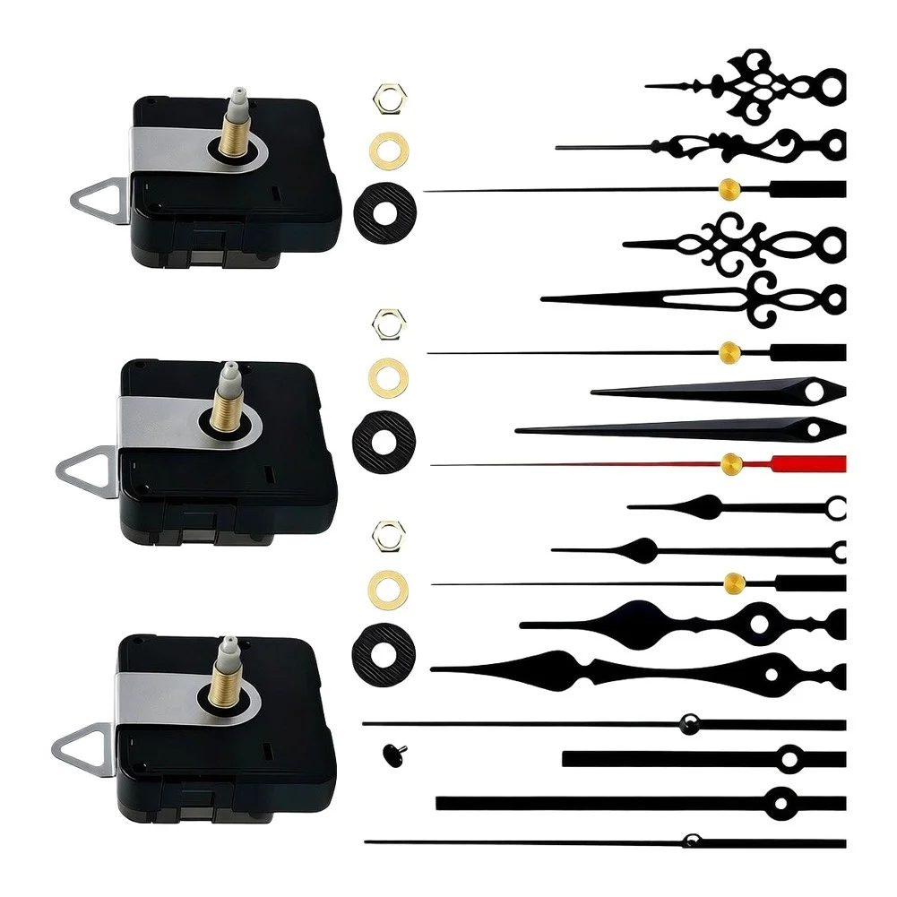 DIY Quartz Clock Kit with 3 Low Noise Mechanisms and 6 Design-Variety Hands for Home Decoration and Repair Use