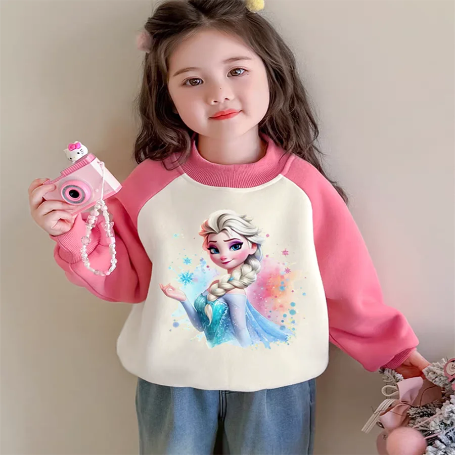 

Детский бархатный свитшот контрастного цвета для девочек, осенне-зимний пуловер с длинными рукавами и героями мультфильмов, милые теплые детские топы в корейском стиле