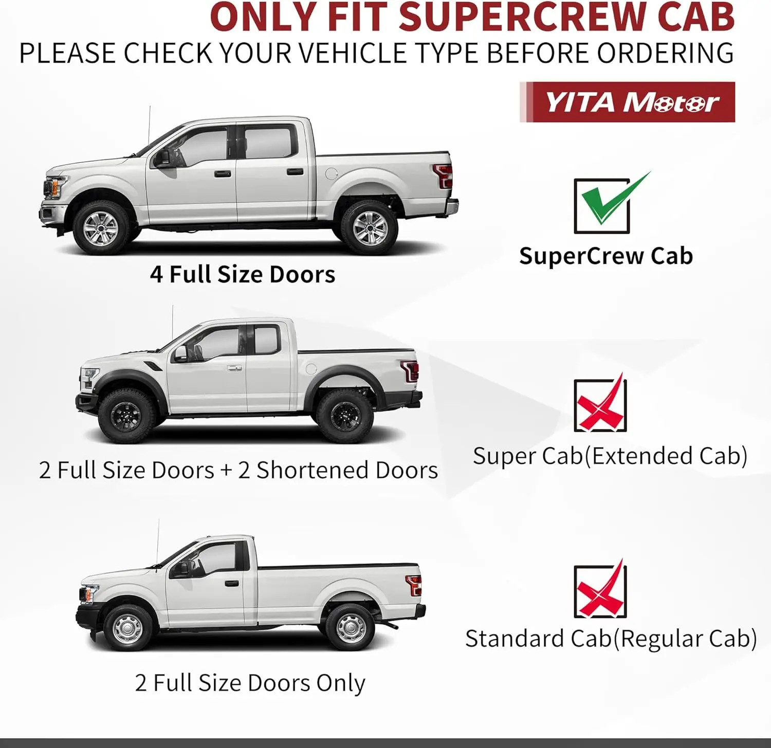6 Inches Running Boards for 2004-2014 Ford F150 SuperCrew Cab, Textured Black, Replacement Side Steps