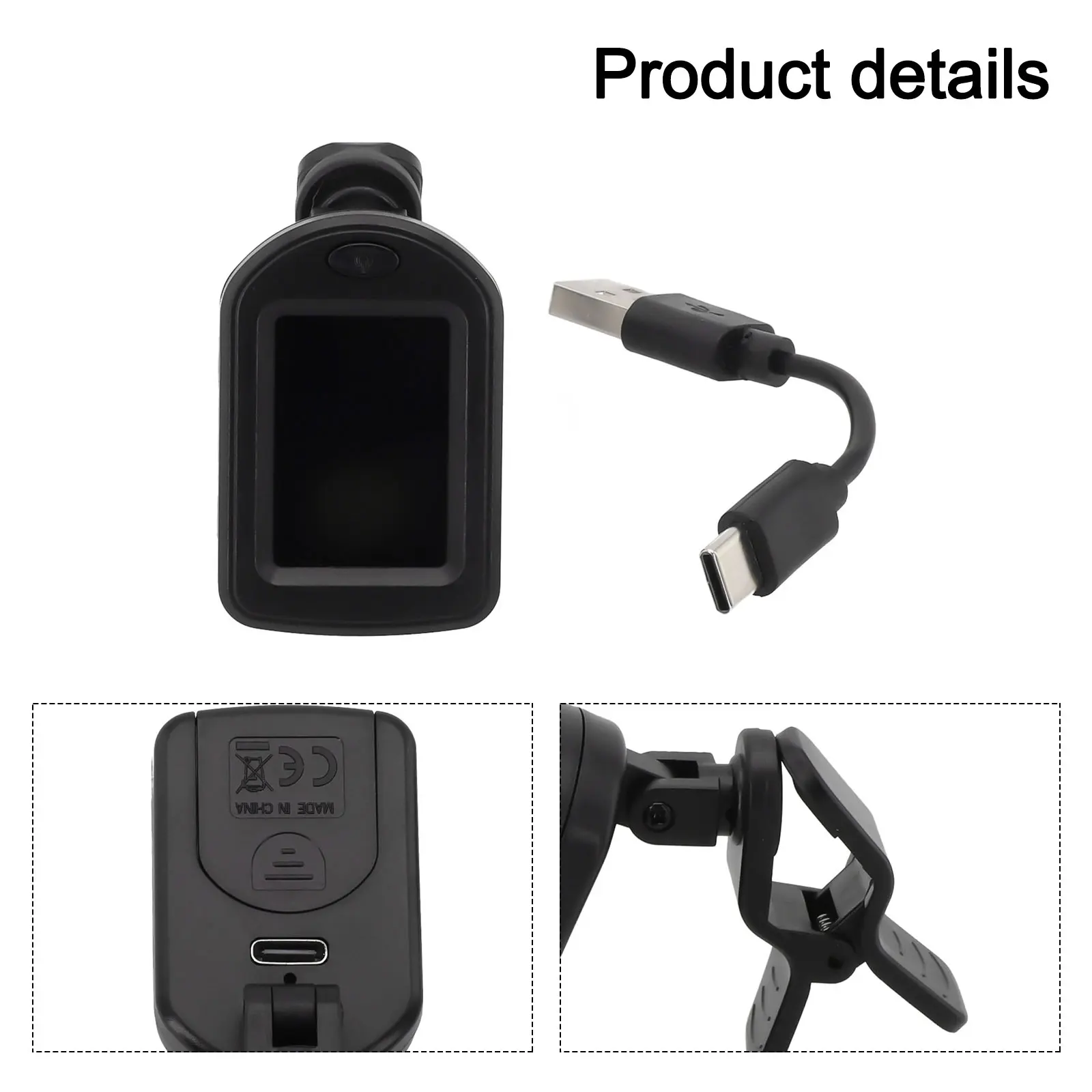 Guitar Tuner Rechargeable Tuner Flexible Angle Adjustment Multiple Instrument Compatibility 32*47*50mm 1.26*1.85*1.97in