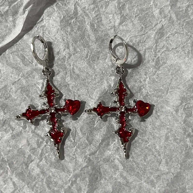 القوطية الصليب الأسود الحفر إسقاط أقراط النساء الشرير هالوين المجوهرات الإبداع موضة رائع بيان مجوهرات فتاة الهدايا #5