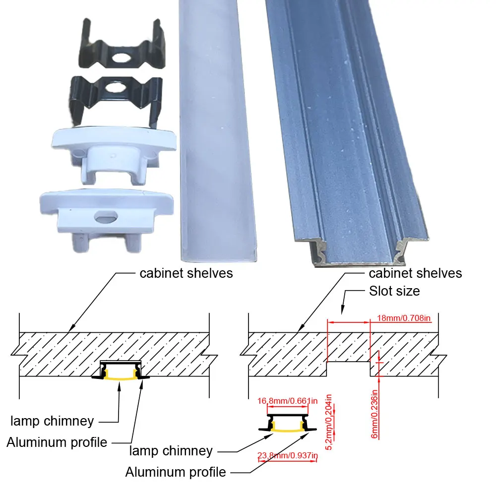 17*7mm(5pcs) 0.5m High quality cabinet and kitchen specific LED light trough LED aluminum profiles thick aluminum