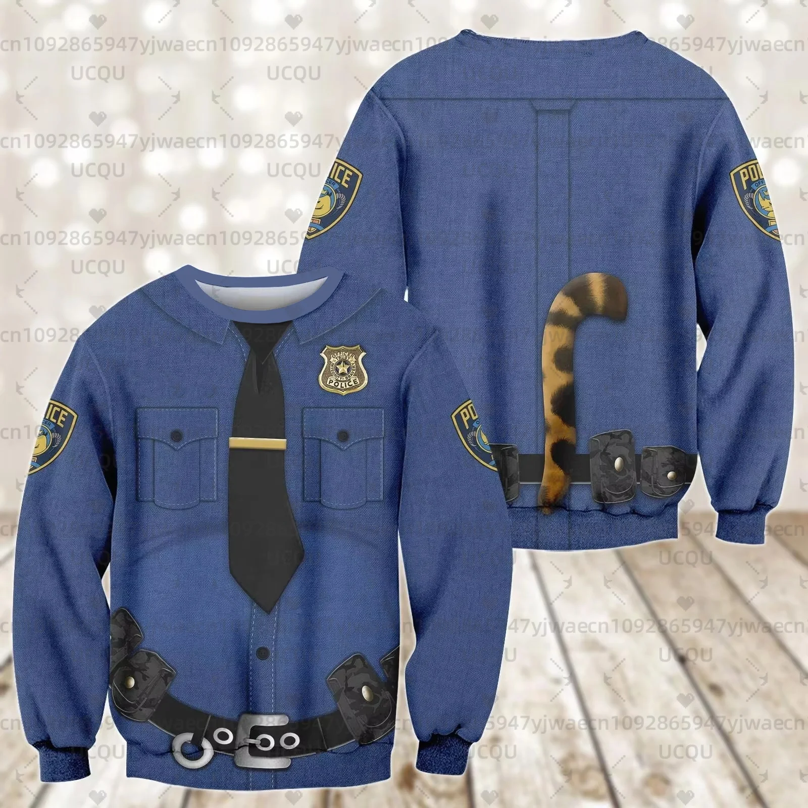 

Униформа полицейского Zootopia 2, мужская и женская толстовка с круглым вырезом для косплея, мягкая, удобная, стильная, большие размеры, осень-зима