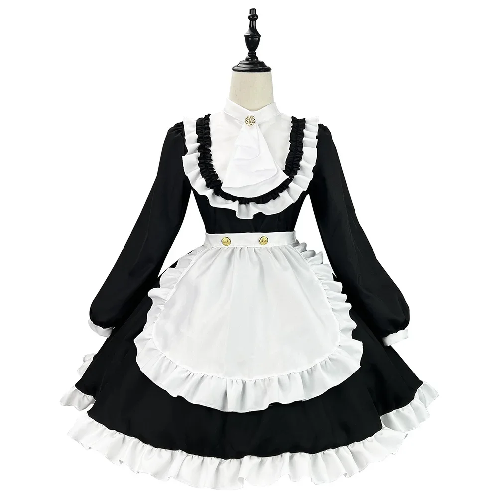 3 Colors Lolita Long Sleeve Maid Dress Cosplay Waitress Costumes