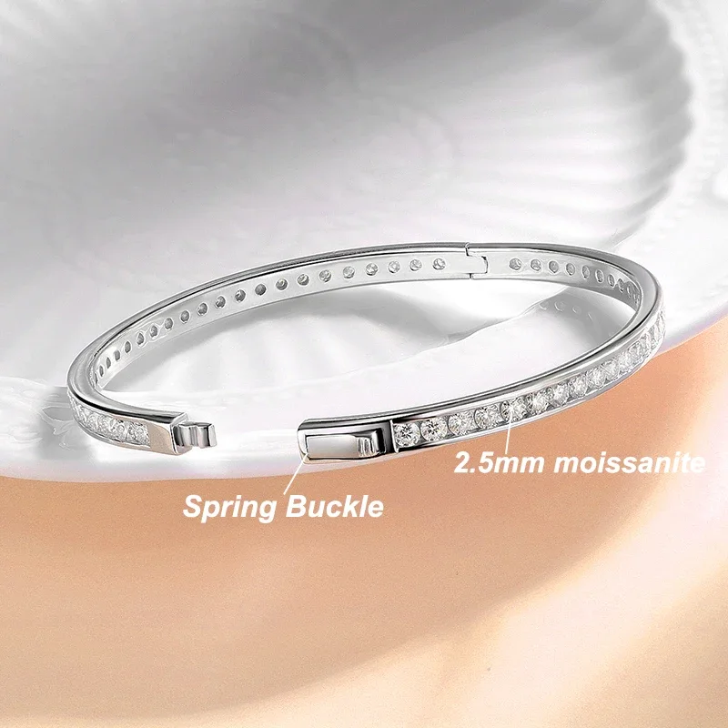 BXINY 2.5mm All Moissanite Bangles 100% S925 Silver Plated 18K Gold Lab Diamond Bracelets for Women Party Gifts Jewelry With GRA