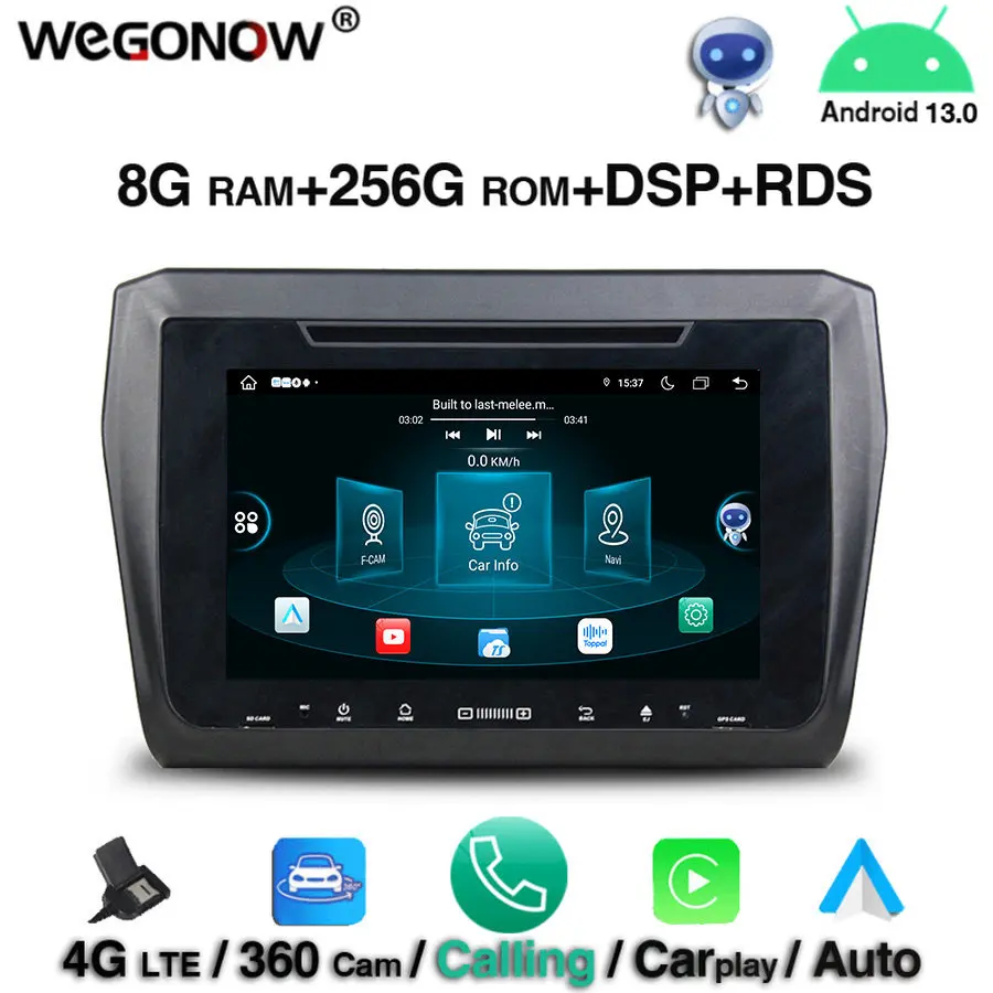 DSP Android 13.0 8 Core 8GB RAM +256GB ROM Car DVD Player GPS navi Map car RDS Radio wifi Bluetooth 5.0 For SUZUKI SWIFT 2017