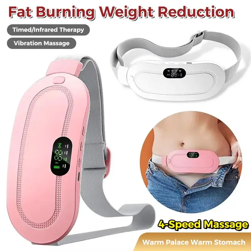Portable Electric Waist Massage Belt Vibration Infrared Heat Ergonomic Design for Lumbar Strain Relief