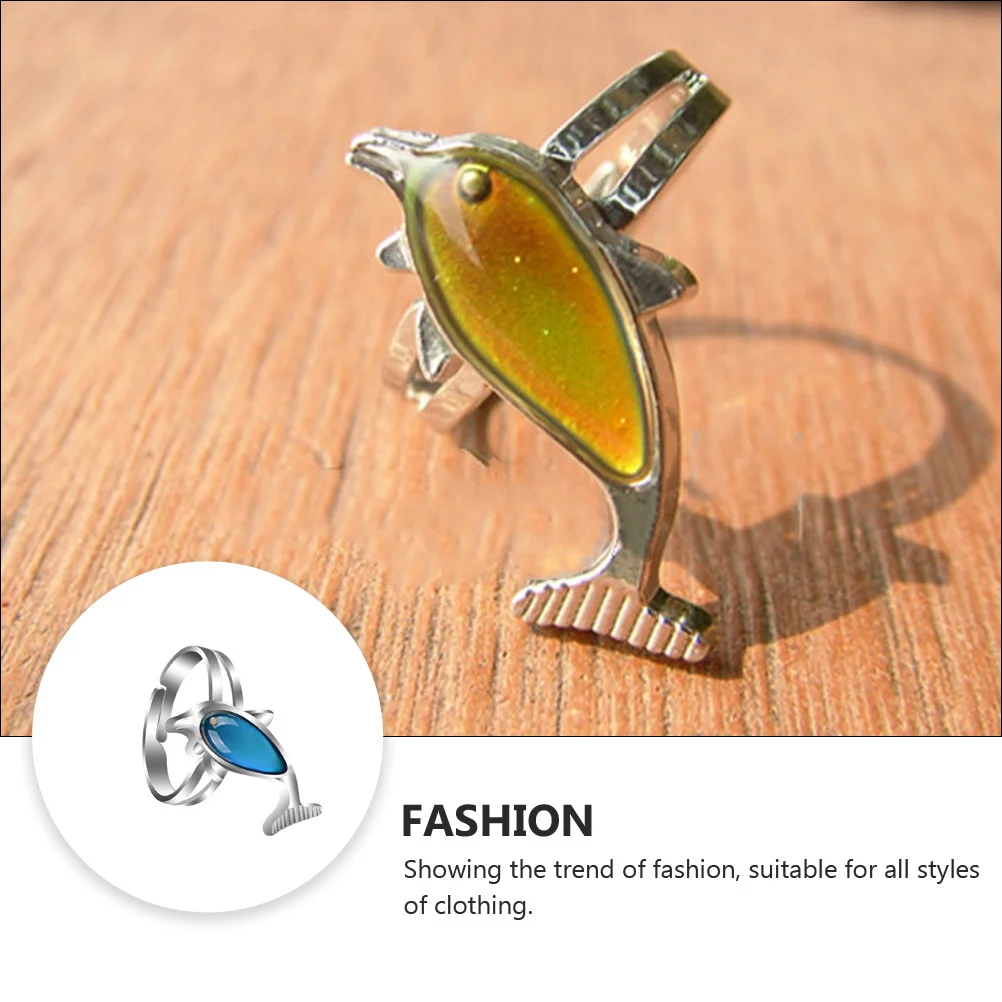 

1Pcs Thermochromic Dolphin Ring Unique Creative Finger Decor Chic Women Jewelry Elegant Gift for Party Birthday Anniversary