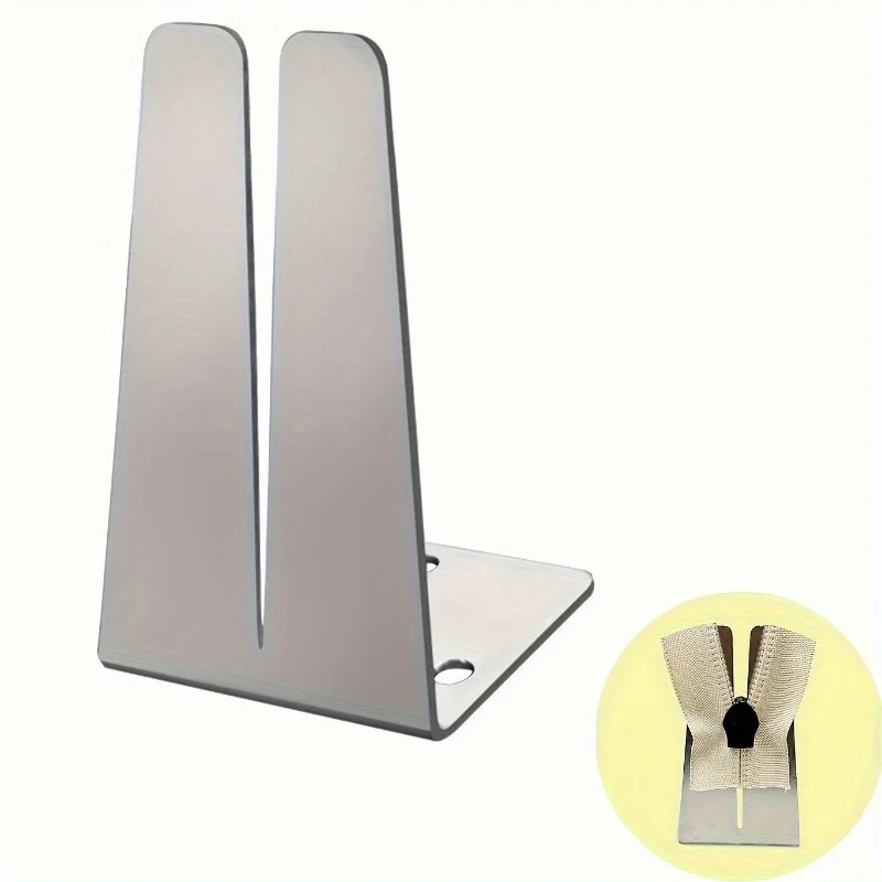 قطعتان من أداة المشبك بسحاب فولاذي مع دليل منزلق سهل الإدخال لإصلاح وتركيب السوستة، باللون الرمادي الفضي.