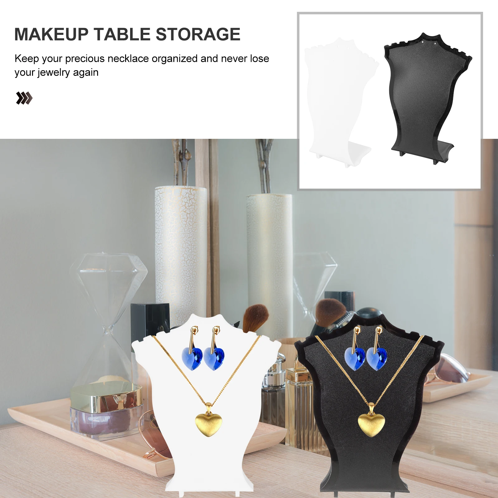 

2 Pcs Necklace Mannequin Holder Stand Jewelry Display Chest Circumference Jewellery Bust