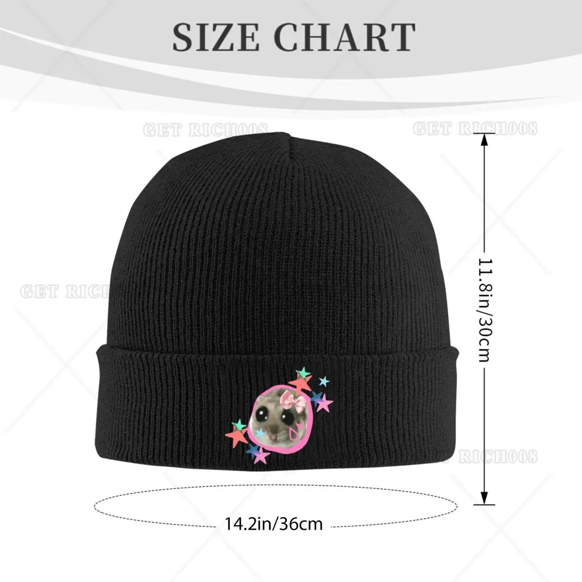 Sad Hamster Beanie Hats Sad Knitted Hat Gym Warm Unisex Adult Caps Autumn Winter Design Fashion Bonnet Hats Birthday Present