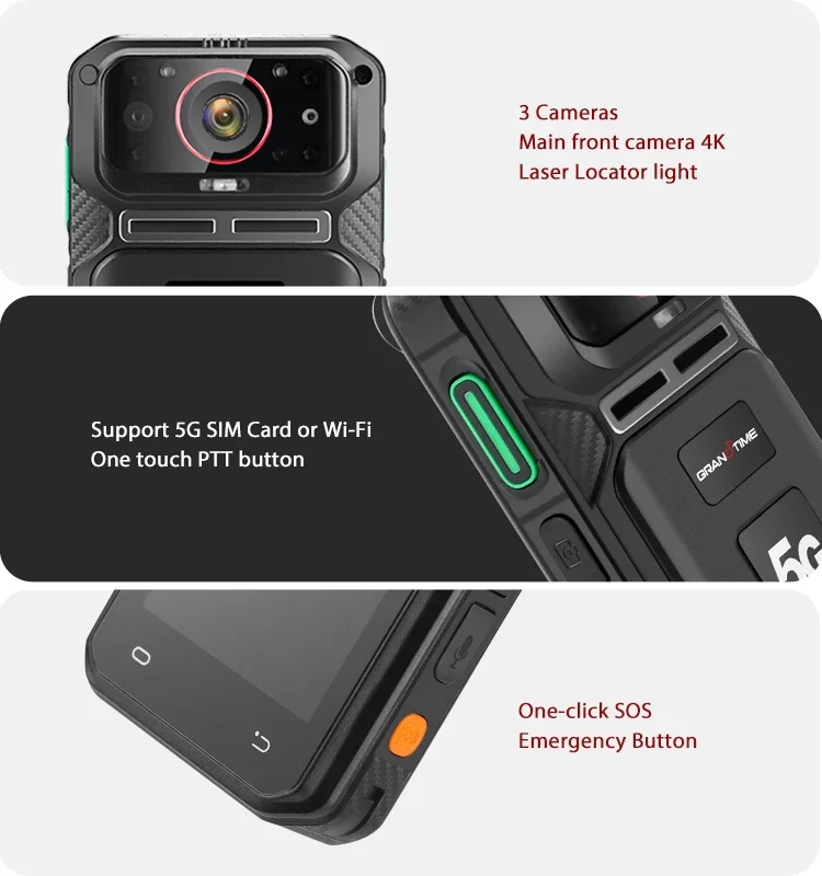 Advanced 5G Body Camera 4k Cop Officer Security 1080P Chest Vehicle Mounted Recorder with PTT SOS Chest Cam AI Body Worn Camera