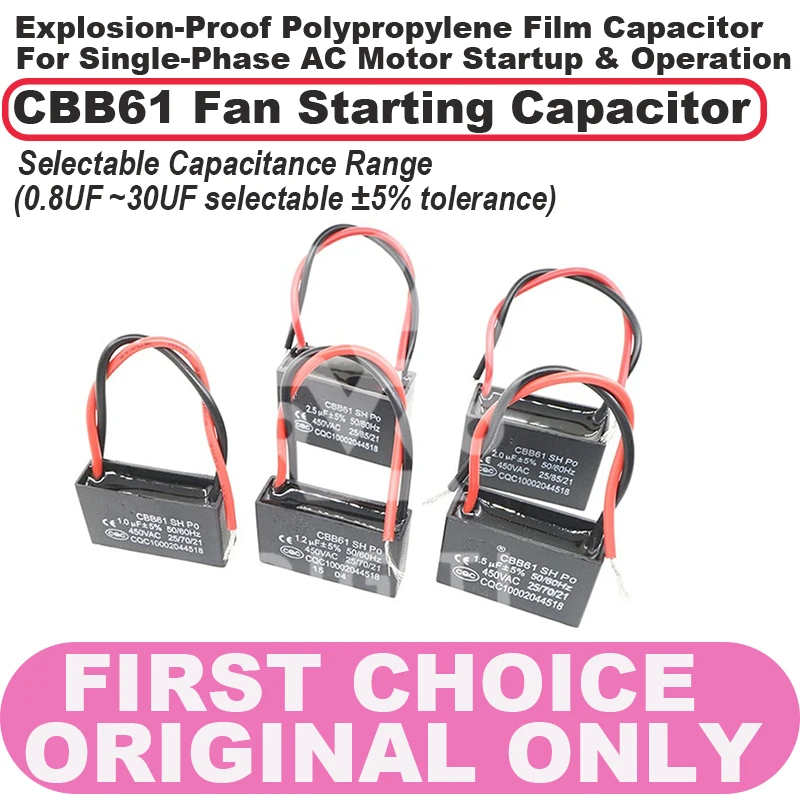 

CBB61 Fan Starting Capacitor​ Explosion-Proof Polypropylene Film Capacitor for Single-Phase AC Motor Startup and Operation