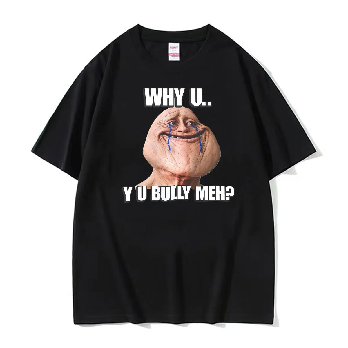 Why U..yu Bully Meh？Cringe Realistic Troll Face Meme Funny T Shirts Men's Clothing Fashion Short Sleeve Oversized Casual T-shirt
