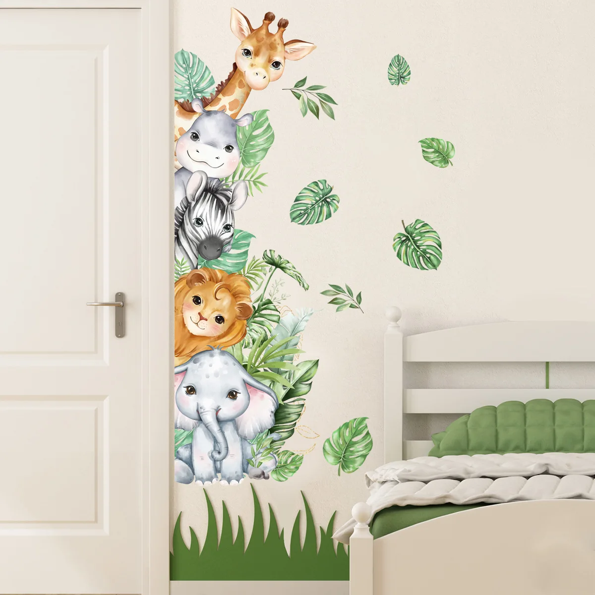 Cartoon Animals Babies Kids Children Infant Room Wardrobe Nursery Decor Stickers Home Door Deocration Self-adhesive Decals Art