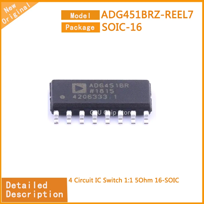 5Pcs/Lot New Original   ADG451BRZ-REEL7 ADG451BRZ  4 Circuit IC Switch 1:1 5Ohm 16-SOIC