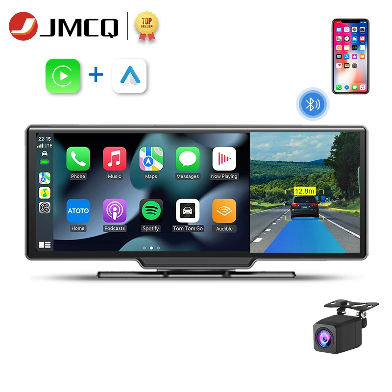 

JMCQ 4K WiFi ADAS Dash Cam Rearview DVR mirror camera Video Recorder Rearview mirror Dash Cam Front and Rear Camera Carplay