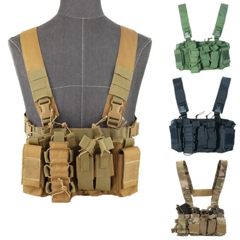 Tactical Vest Nylon Chest Rig Radio Harness Pouch Holster Adjustable Waterproof Men Waist Hunting Camouflage Vest Magazine Bag