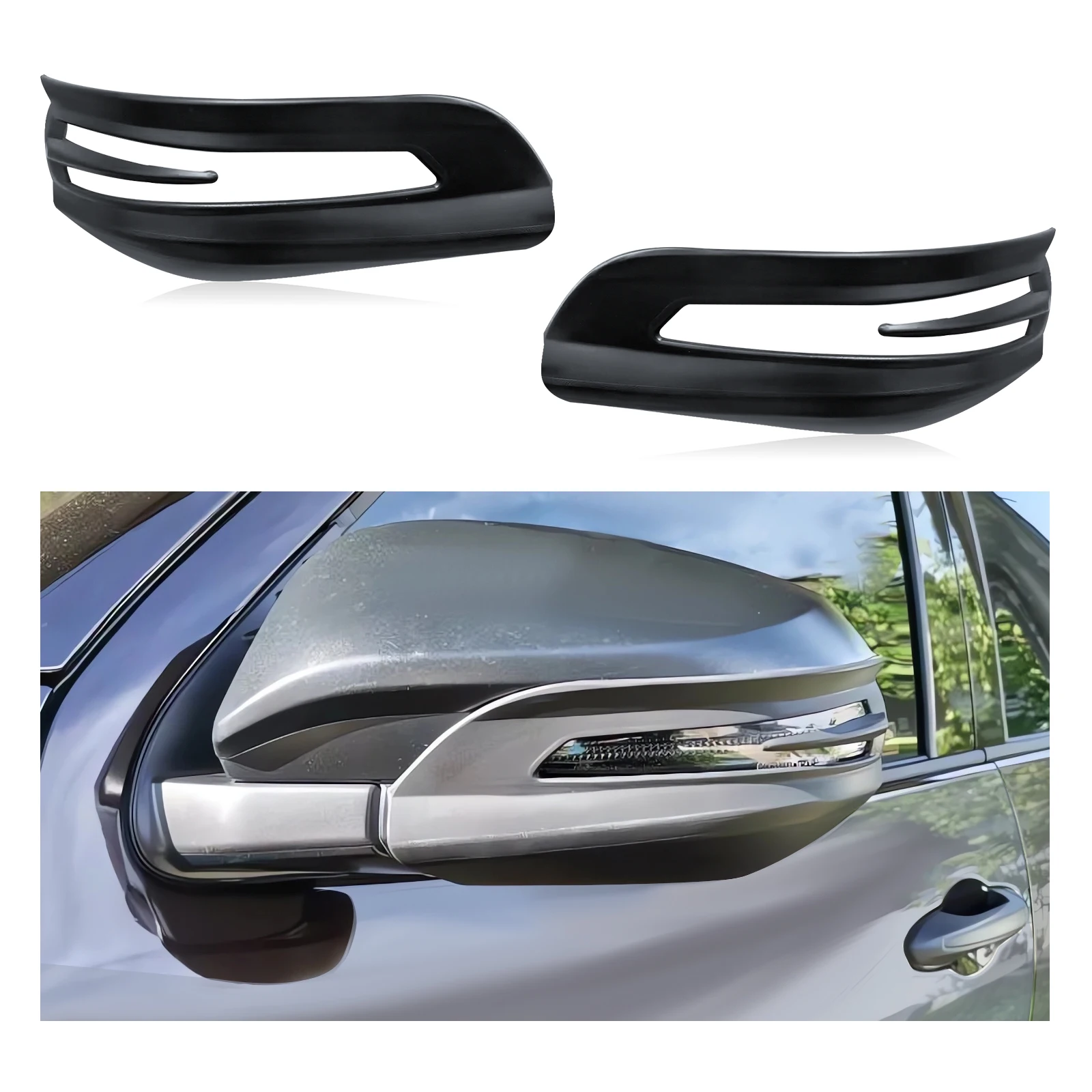 Matte Black Side Mirror Lamp Cover Trim For Toyota Hilux Revo 2015-2024 year Models 4X4 Auto Part Car Styling