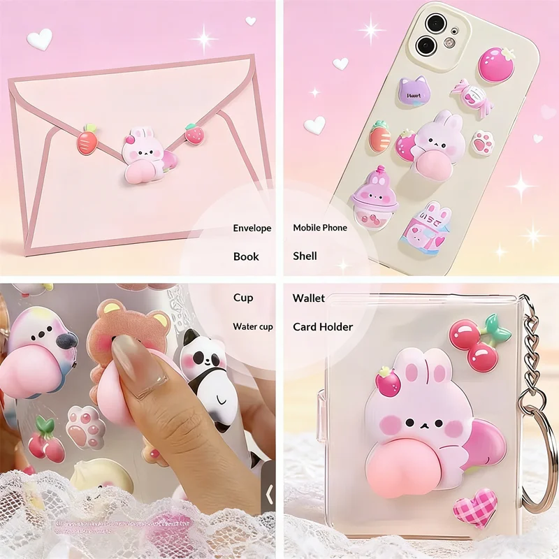 

2026 NEW Adorable Desk Companion, Stress Relief Toy 10Pcs, Glow in the Dark Peach Butt Design, Cute Phone Sticker & Fidget Toy