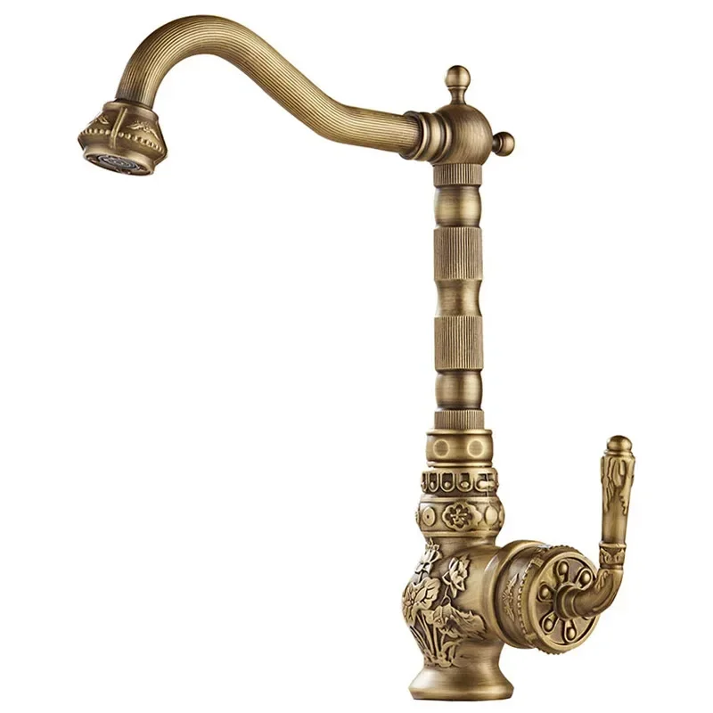 

All-copper antique faucet, European-style washbasin, bathroom retro hand wash washbasin, washbasin, hot