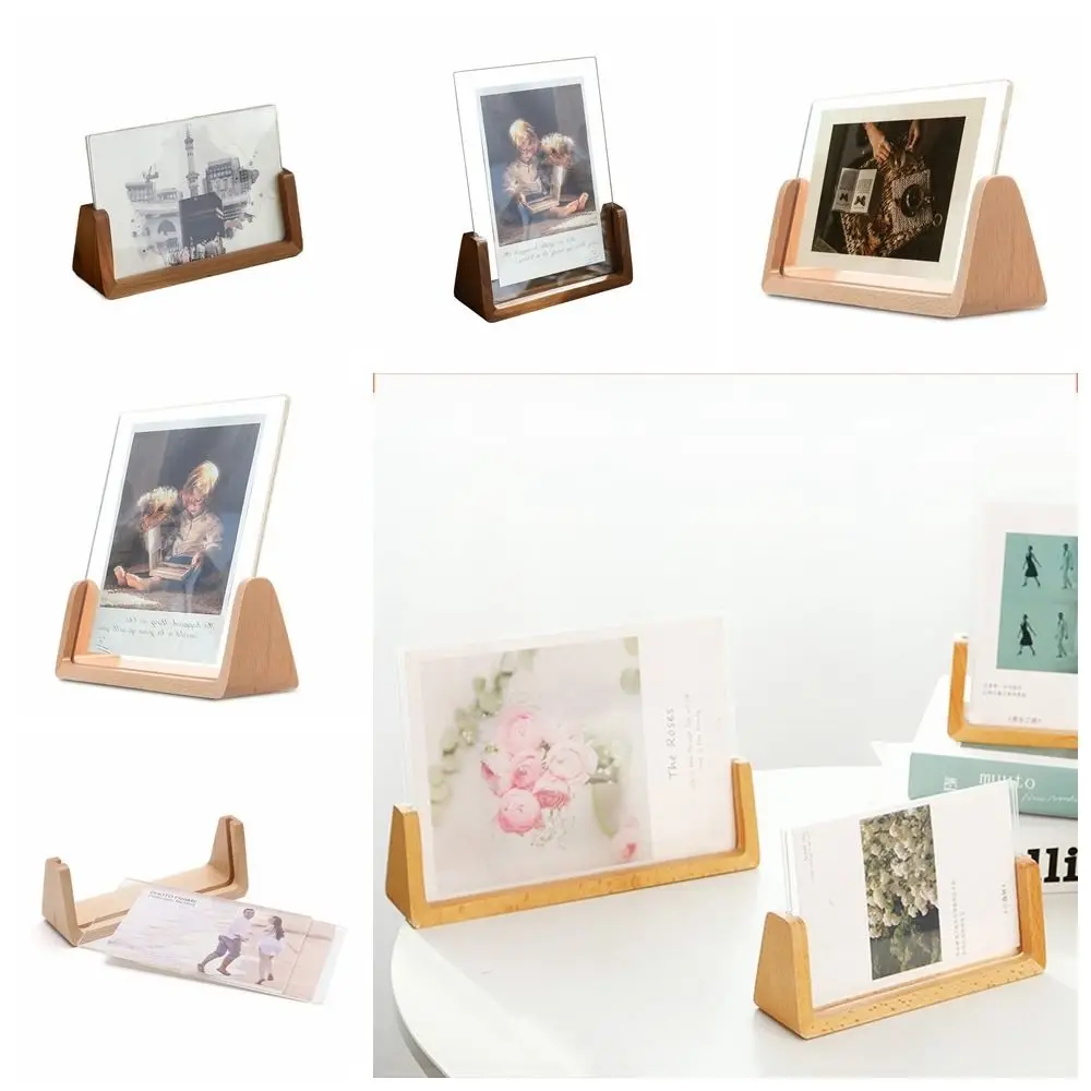 Beech Photo Frame Acrylic Wooden Photos Frame Nordic U-shaped Desk Calendar Base Beech/Walnut European-style Bedroom