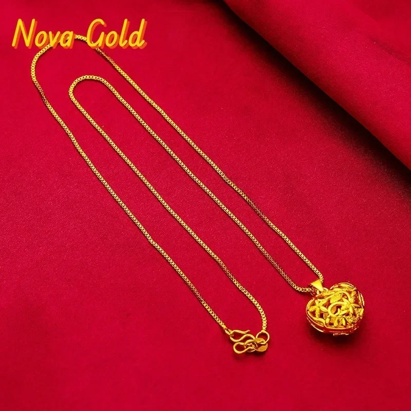NovaGlod Hollow love bracelet necklace ring set for women 24K gold, AU999 dating gift romantic tools exclusive
