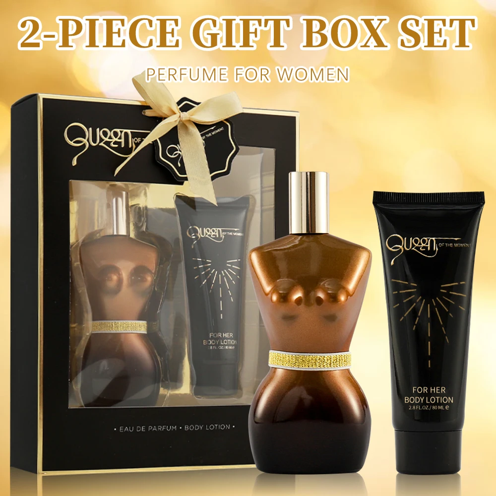 Conjuntos de fragancias para mujer, Set grande de loción corporal Queen of the Moment 2, espray EDP, 3,4 fl.oz, 2,8 fl.oz, regalo de piezas