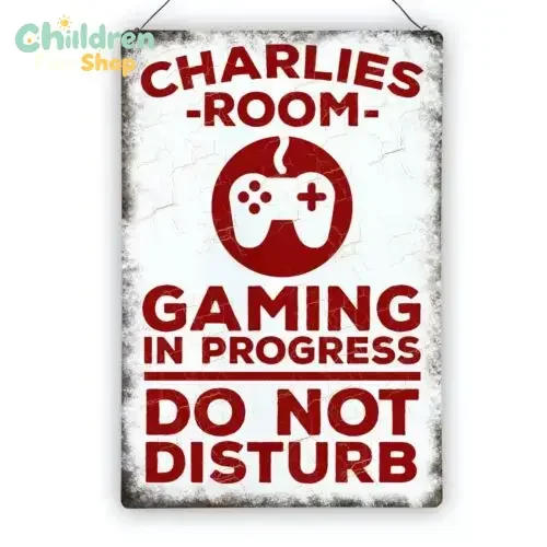 Personalised Gaming In Progress Door Sign Metal Do Not Disturb 200 X 300mm,No Frame